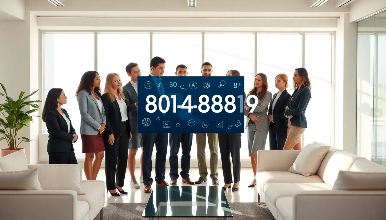 professionals discussing the significance of the number 8014388316 in a modern office.